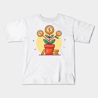 Money plant with stock of coin cartoon Kids T-Shirt